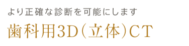 より正確な診断を可能にします 歯科用3D(立体)CT